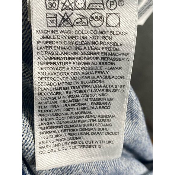 Levis Womens Jean Jacket Cropped Blue Buttons Waist Tabs Pockets Collared M New - Picture 5 of 10